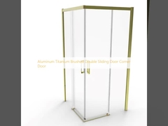 Aluminium Titanium sikat Double Sliding Door Pintu Sudut